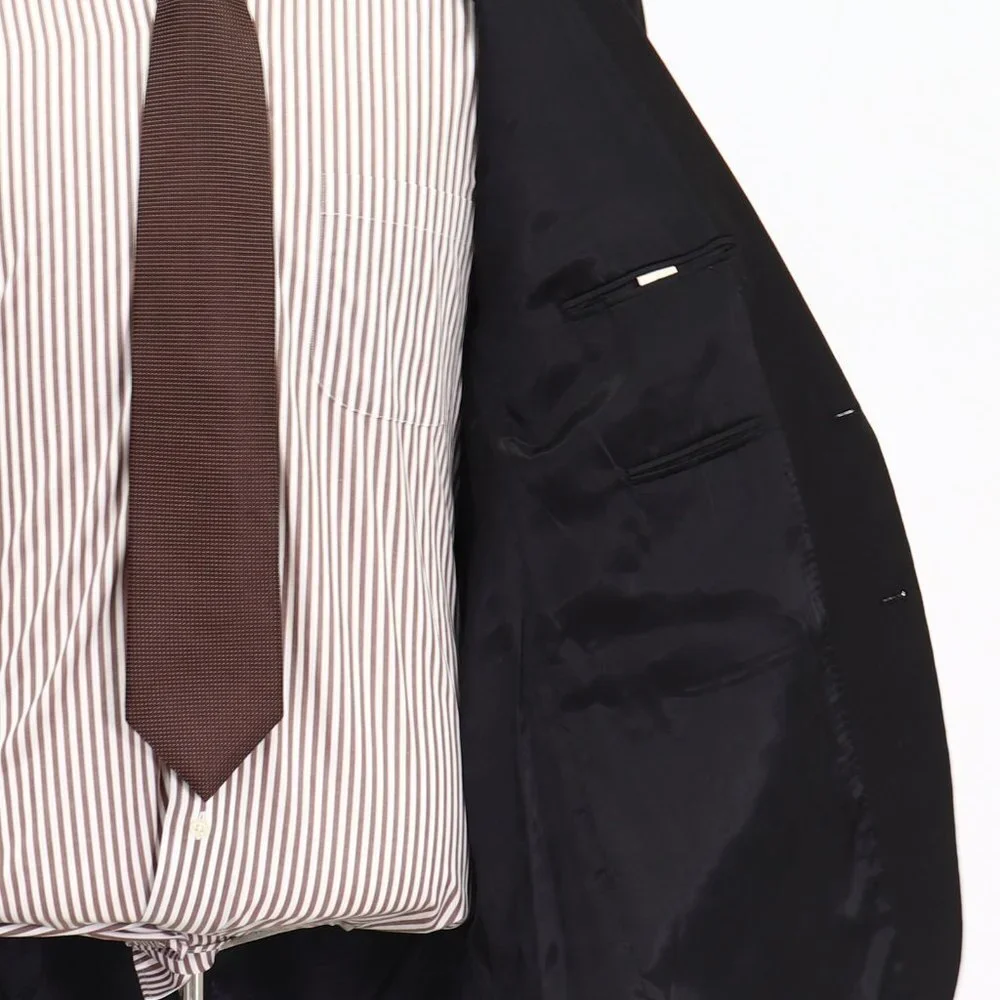 Calvin Klein 50R Black Solid 2-Button Sport Coat Blazer Jacket P380